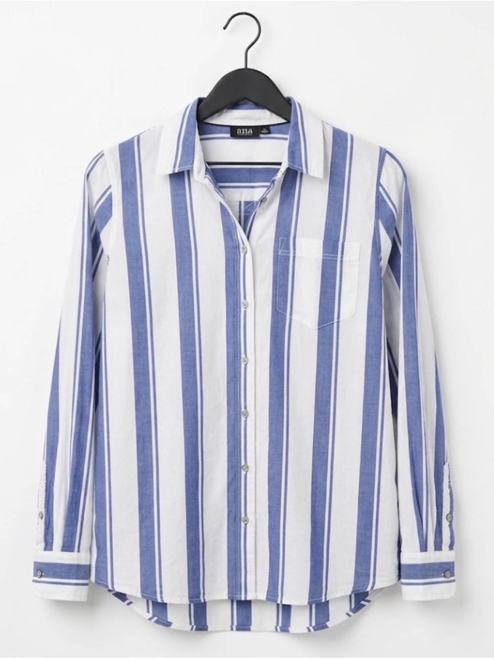 a.n.a Navy and White Striped Casual Shirt - M